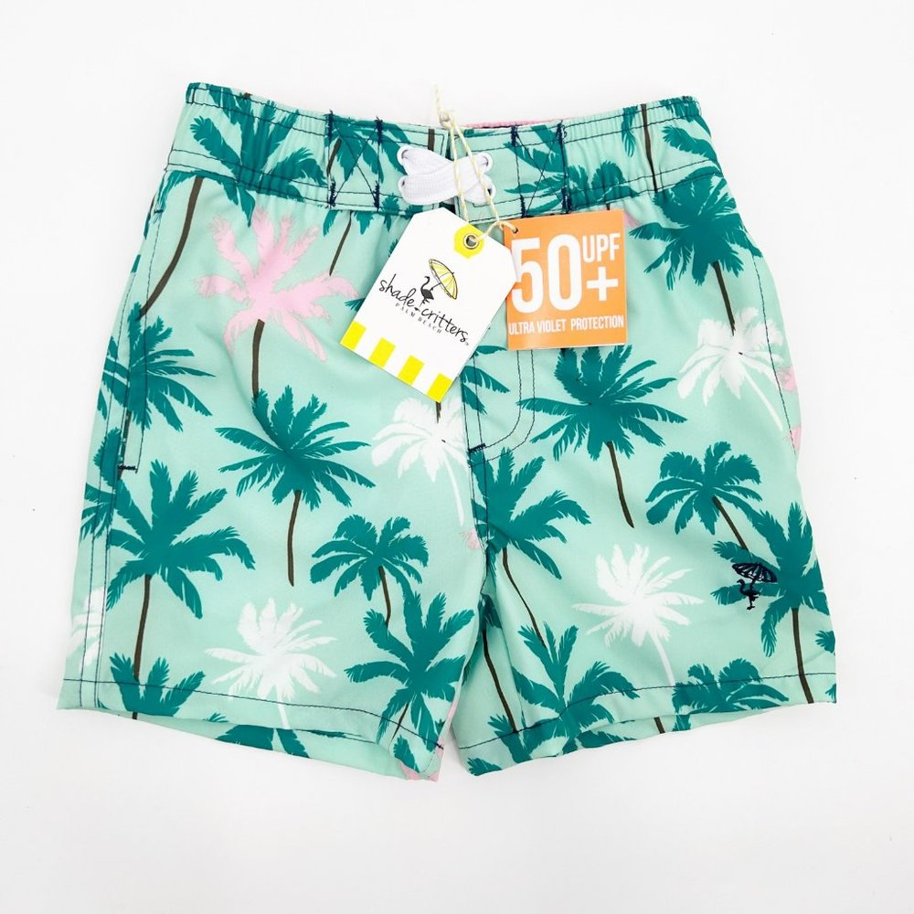 Shade Critters Boys Size 3T Palm Print Swim Trunks